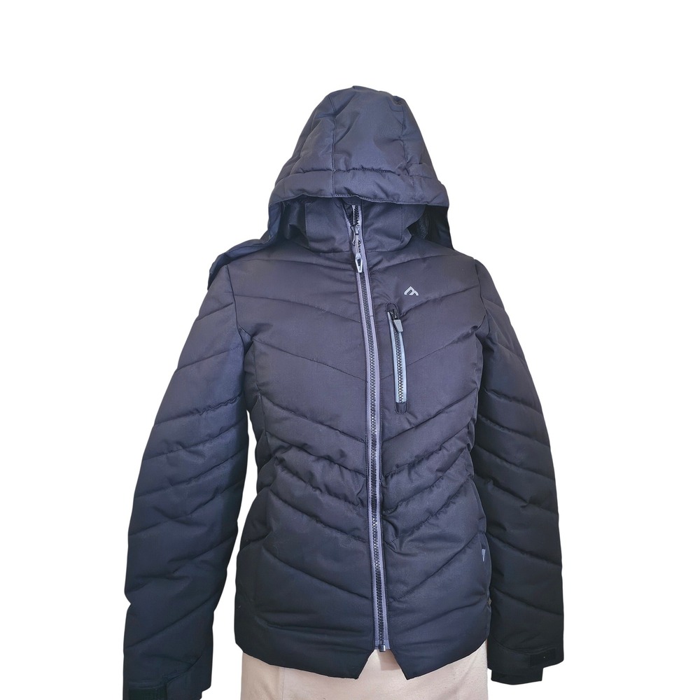 Black Mountain Puffer Jacket Hooded Insulated Winter Ski Snowboard Coat kids 12Y